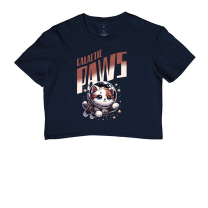 Camiseta Cropped Galactic Paws Gato Astronauta