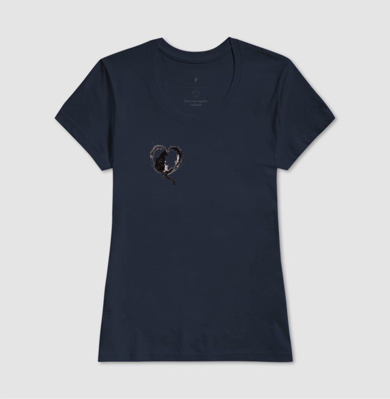 Camiseta Love Cats Coração Felino Minimalista