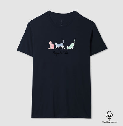 Camiseta Yoga & Cats em Algodão Peruano