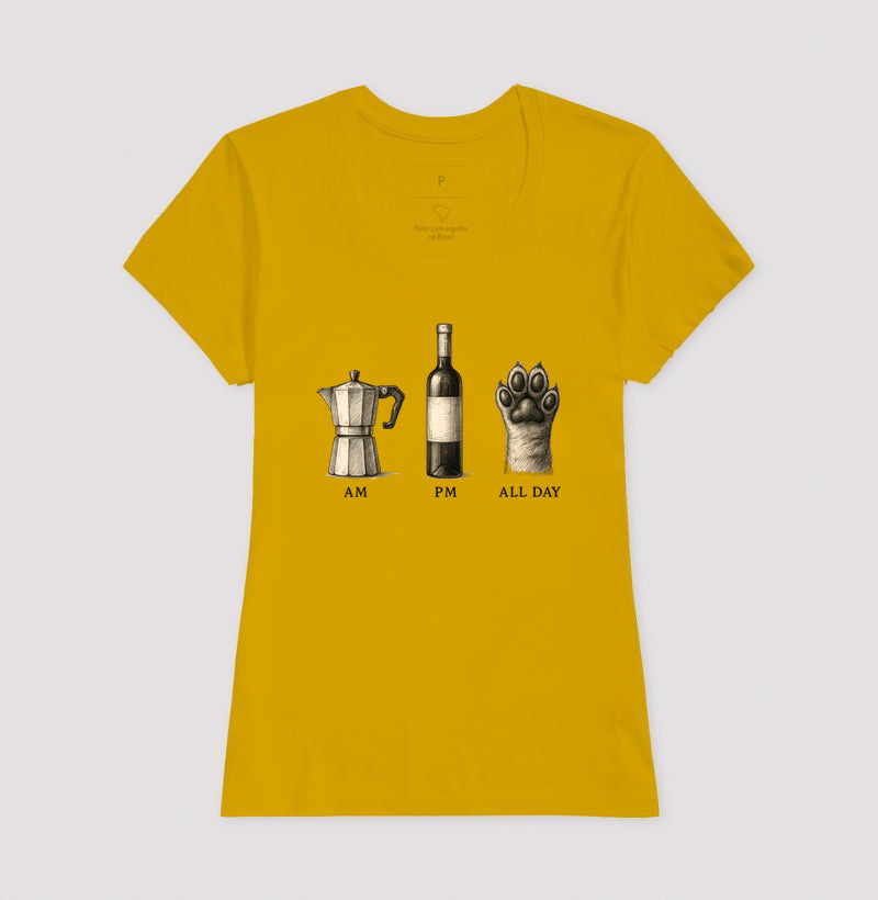 Camiseta Café Vinho e Pet All Day Retrô Lifestyle
