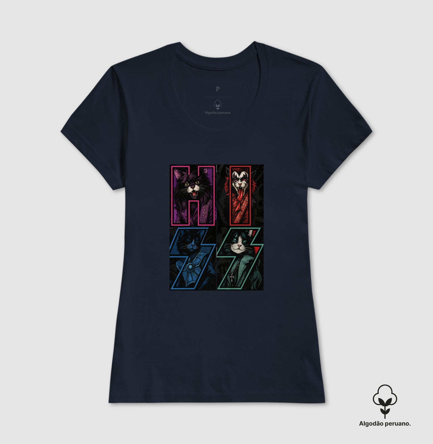 Camiseta HISS Rock & Roll Gatos – Algodão Peruano