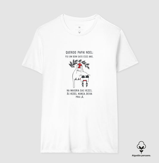 Camiseta Natal Gato Arteiro Querido Papai Noel