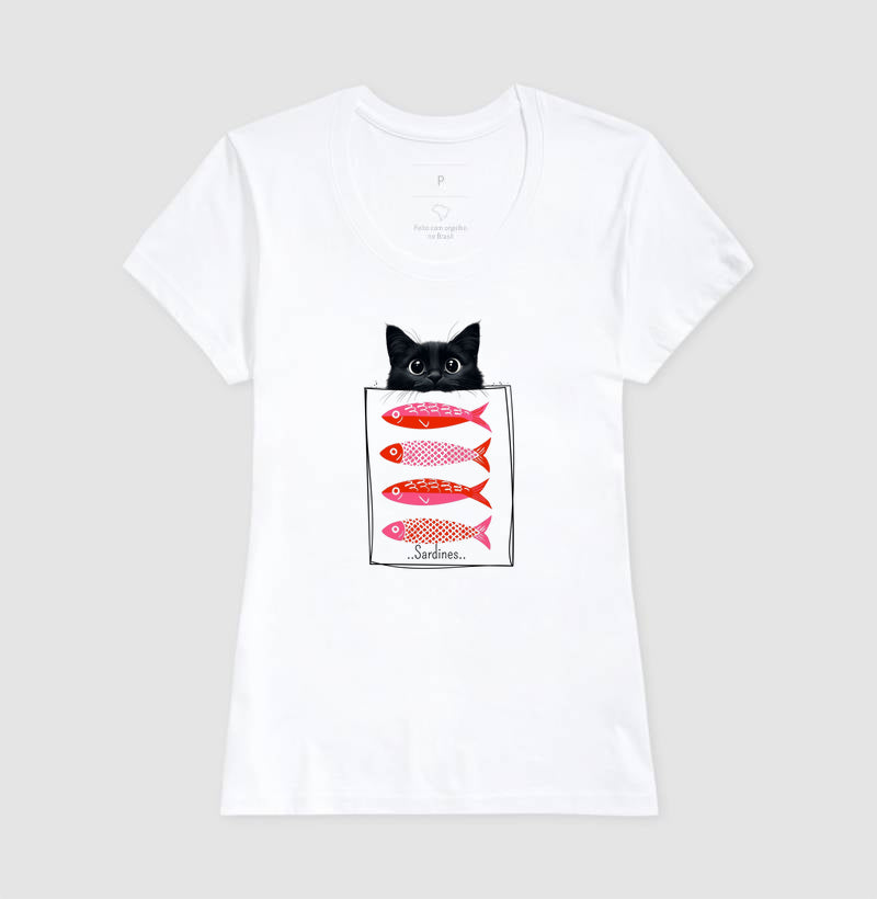 Camiseta Cat Sardines Gato e Sardinhas