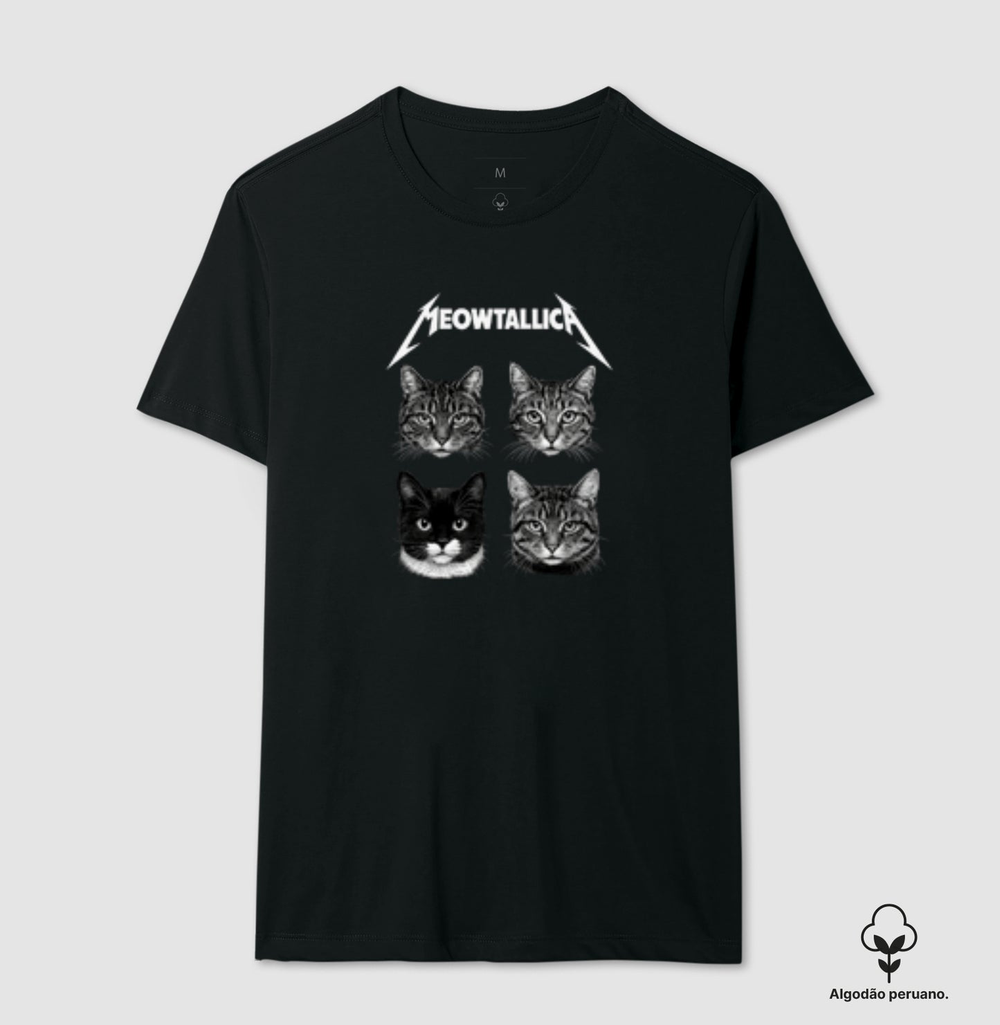 Camiseta Meowtallica Gatos Rock – Algodão Peruano