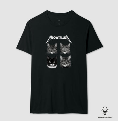 Camiseta Meowtallica Gatos Rock – Algodão Peruano