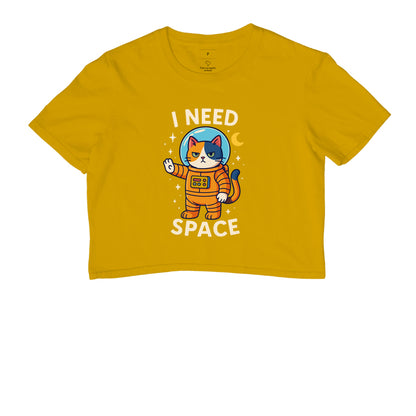 Camiseta Cropped I Need Space Gato Astronauta