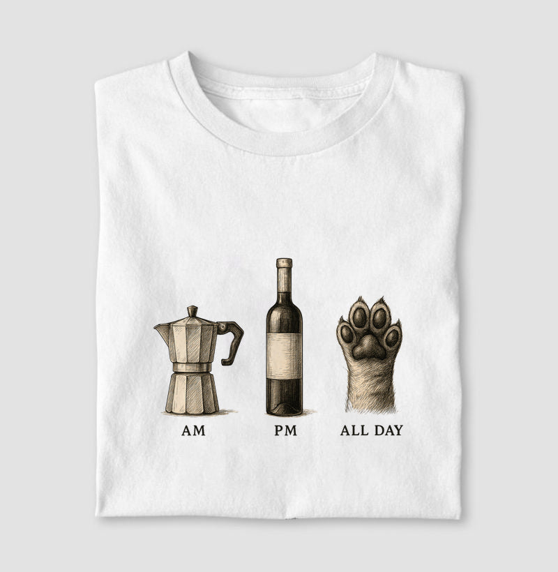 Camiseta Café Vinho e Pet All Day Retrô Lifestyle