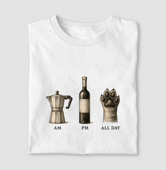 Camiseta Café Vinho e Pet All Day Retrô Lifestyle