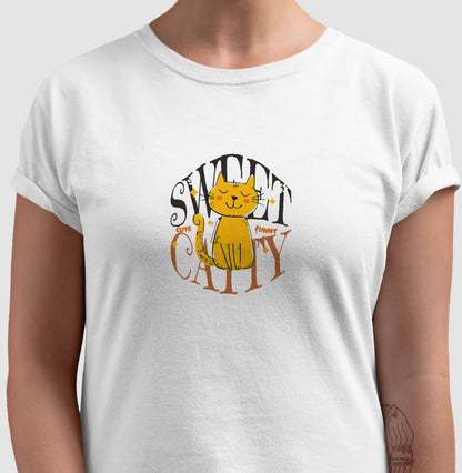 Camiseta Sweet Catty Gato Fofo 100% Algodão