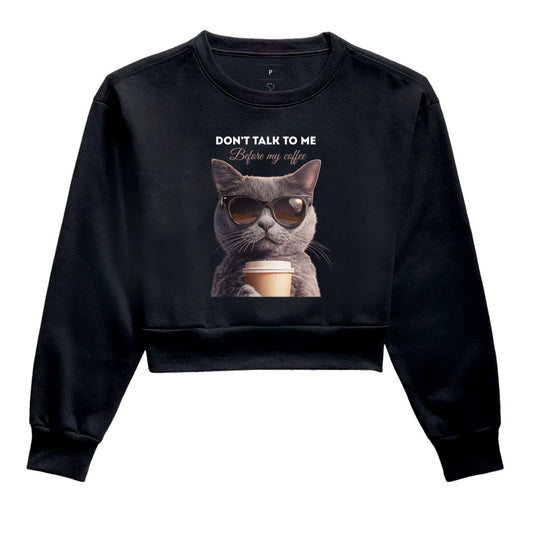 Moletom Cropped Gato Coffee – Don’t Talk to Me Before My Coffee
