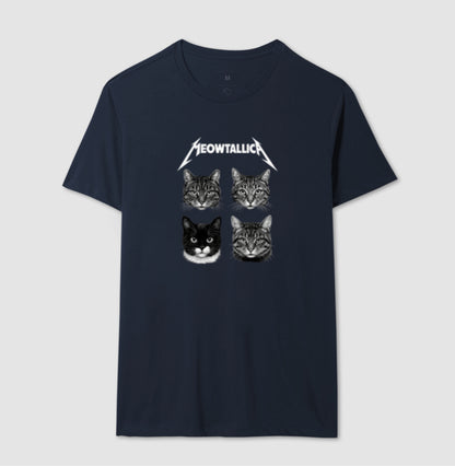 Camiseta Meowtallica Gatos Rockeiros em Algodão