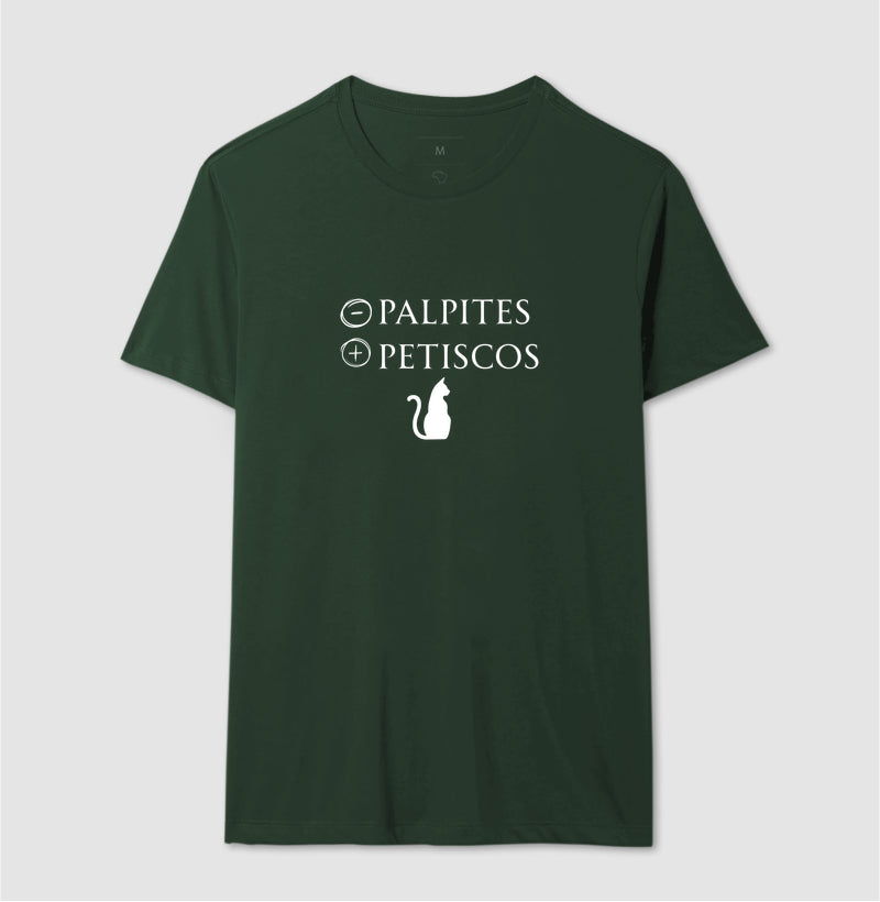 Camiseta Gato Menos Palpites Mais Petiscos Minimalista