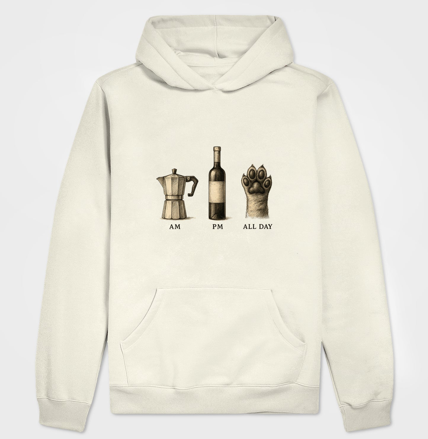 Moletom All Day Café Vinho e Pets com Capuz