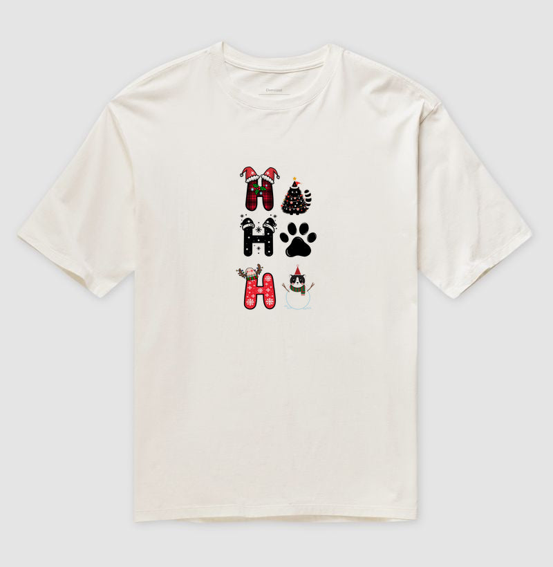 Camiseta Natal Pet Lover Ho Ho Ho Gatinhos