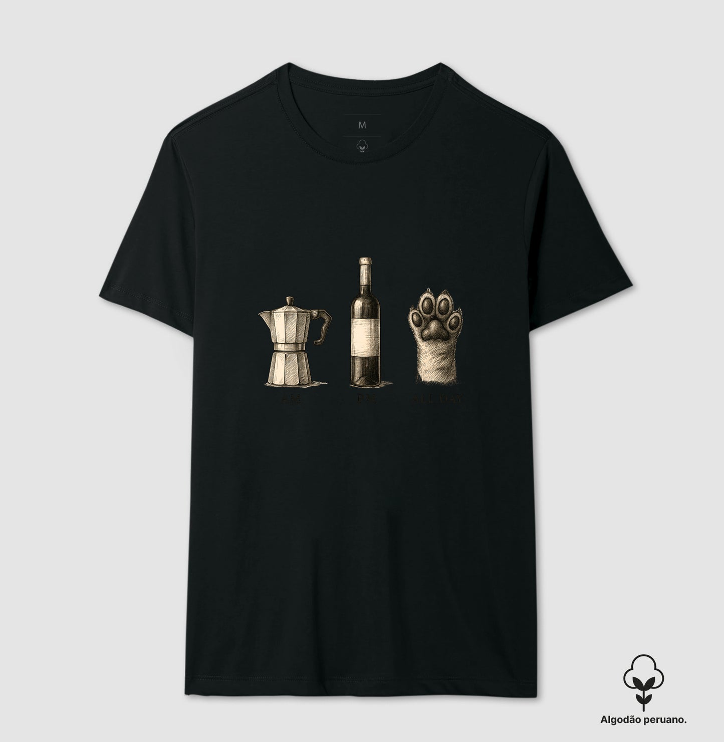 Camiseta All Day Café, Vinho e Pet em Algodão Peruano Premium