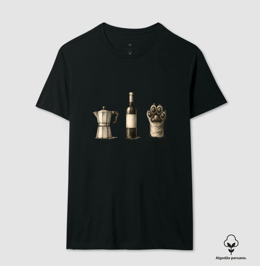 Camiseta All Day Café, Vinho e Pet em Algodão Peruano Premium