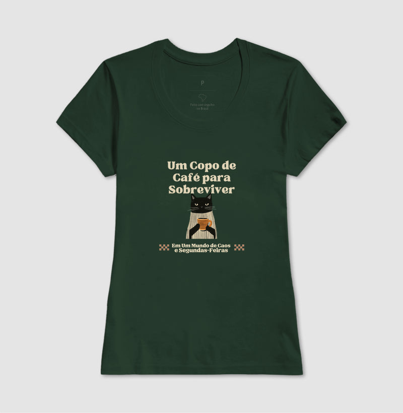 Camiseta Divertida Gato, café e segundas-feiras