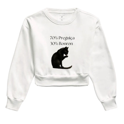 Moletom Cropped Gato 70% Preguiça 30% Ronron