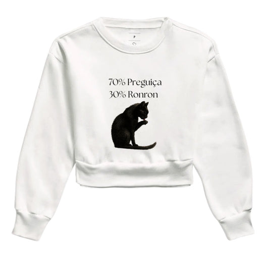 Moletom Cropped Gato 70% Preguiça 30% Ronron