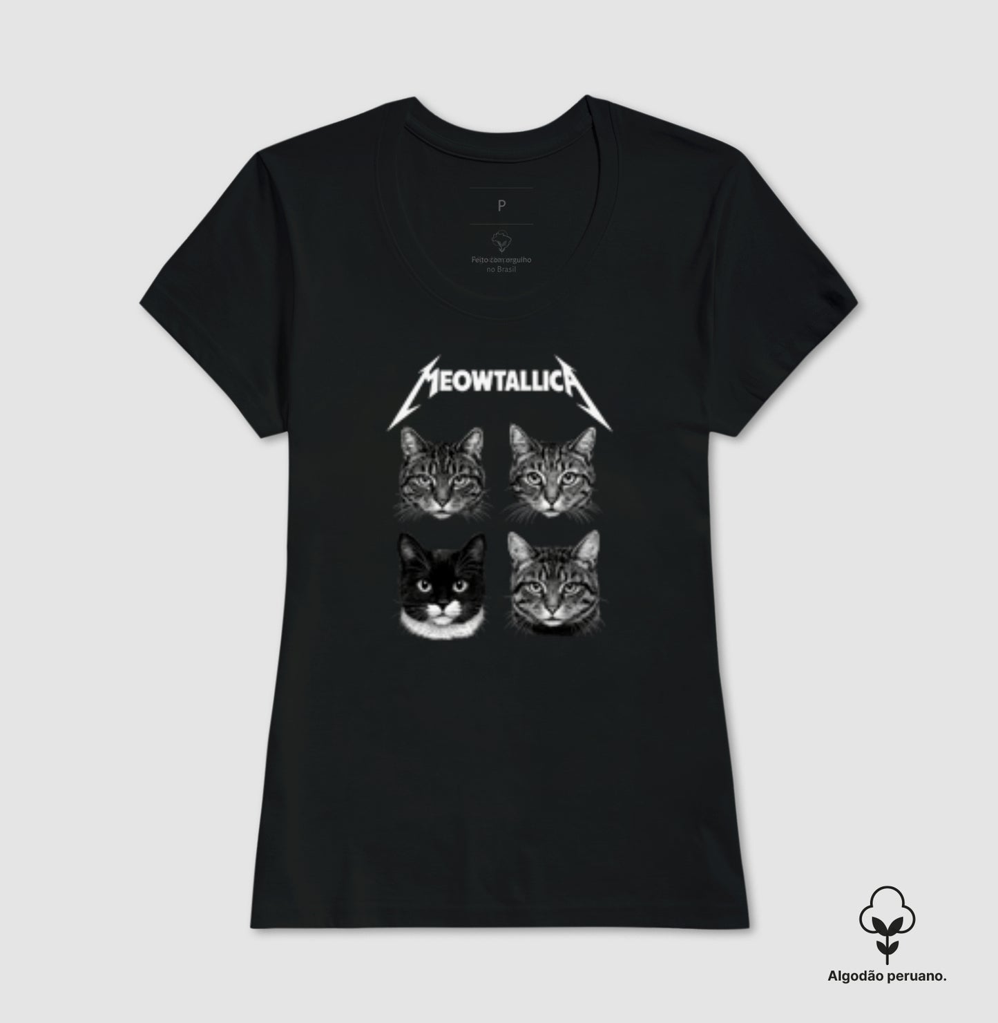 Camiseta Meowtallica Gatos Rock – Algodão Peruano
