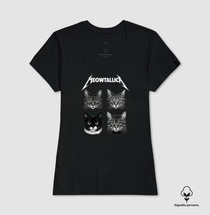Camiseta Meowtallica Gatos Rock – Algodão Peruano