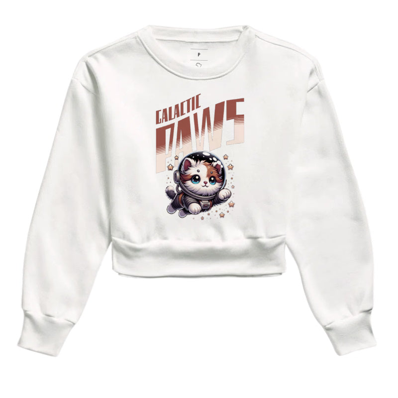Moletom Cropped Galactic Paws Gato Astronauta