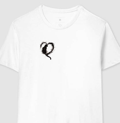 Camiseta Love Cats Coração Felino Minimalista