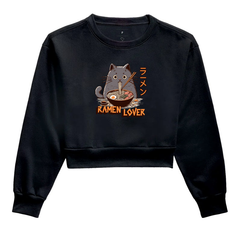 Moletom Cropped Ramen Lover Gato – Geek e Confortável