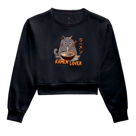 Moletom Cropped Ramen Lover Gato – Geek e Confortável