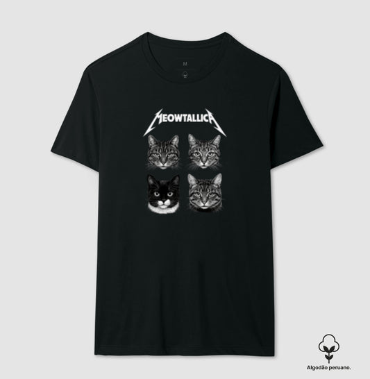 Camiseta Meowtallica Gatos Rock – Algodão Peruano
