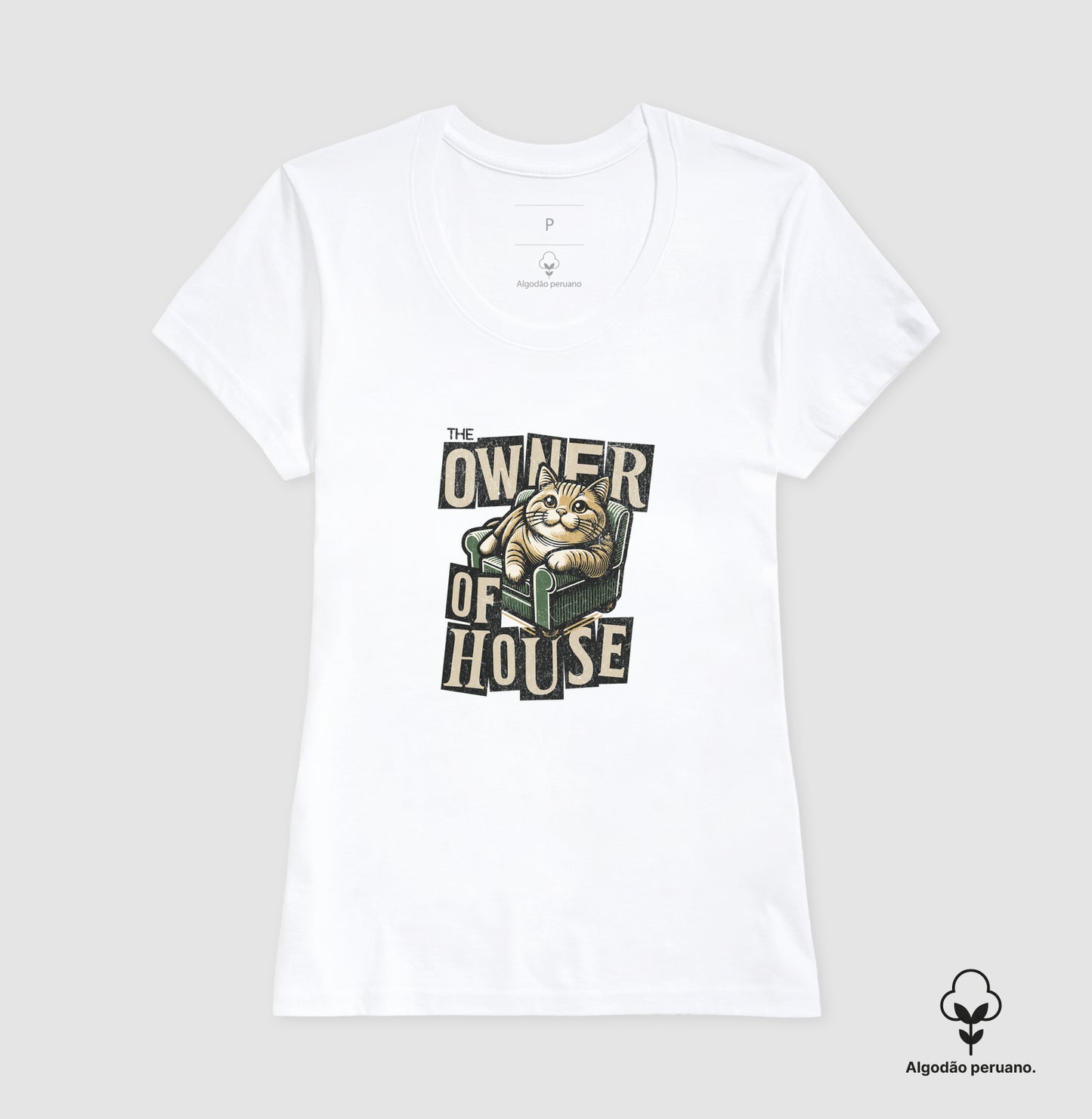 Camiseta Gato Dono da Casa Owner of House em Algodão Peruano