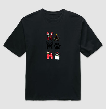 Camiseta Natal Pet Lover Ho Ho Ho Gatinhos