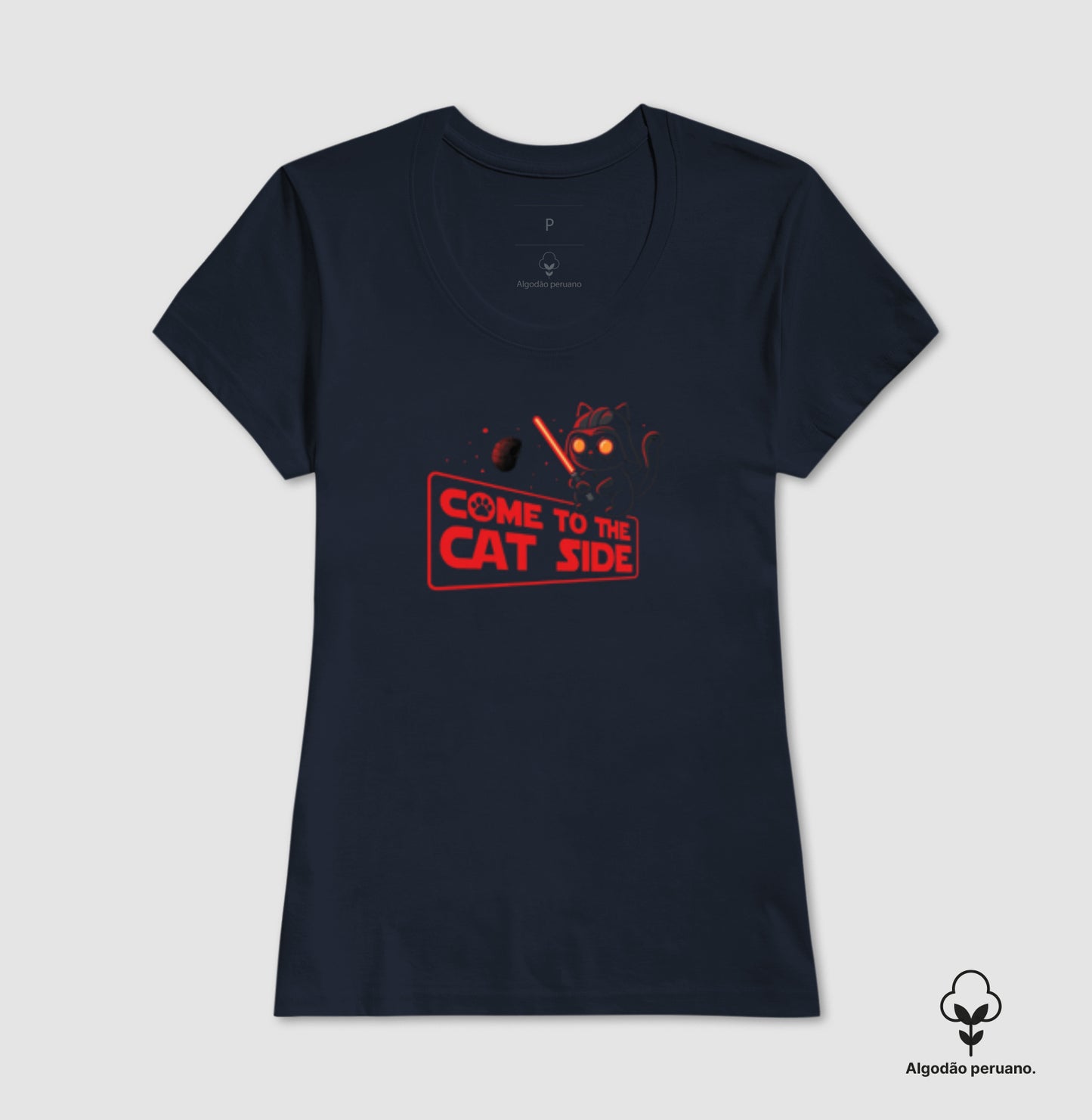 Camiseta Geek Come to the Cat Side em Algodão Peruano