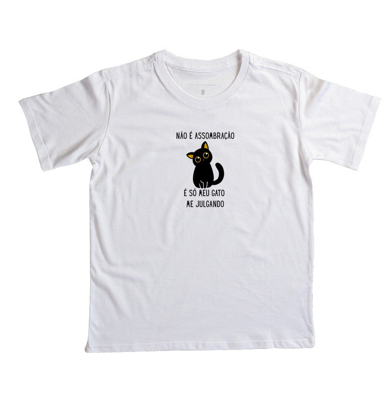 Camiseta Gatinho Julgador Gato Preto em Algodão