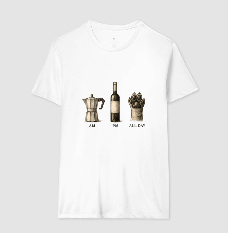 Camiseta Café Vinho e Pet All Day Retrô Lifestyle