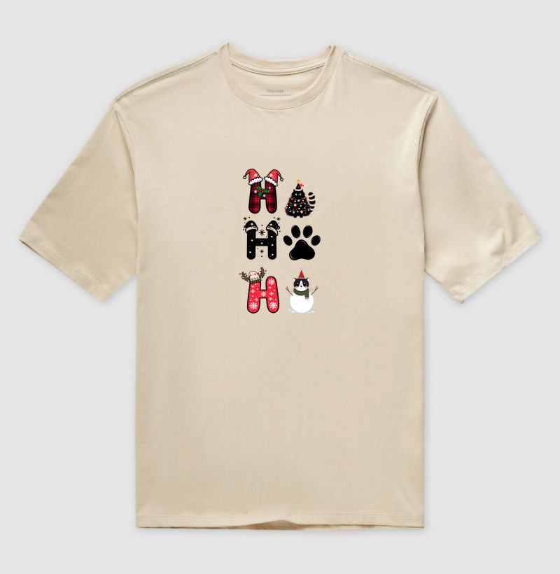 Camiseta Natal Pet Lover Ho Ho Ho Gatinhos