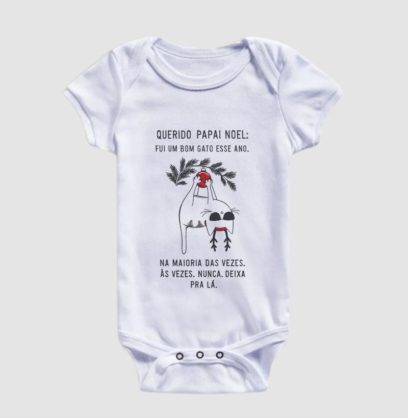 Body Natalino Bebê Gato Arteiro – Querido Papai Noel