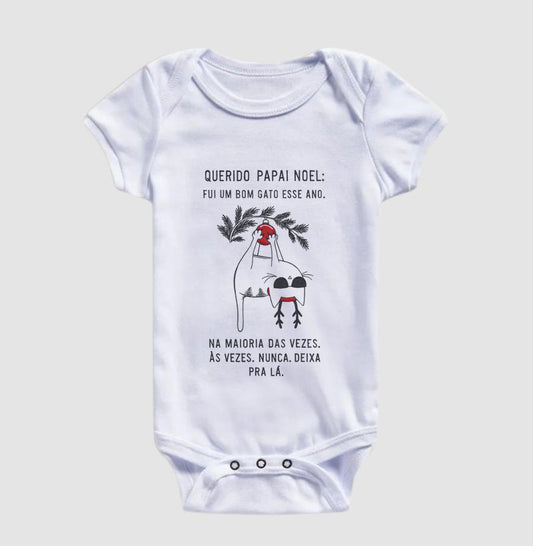 Body Natalino Bebê Gato Arteiro – Querido Papai Noel