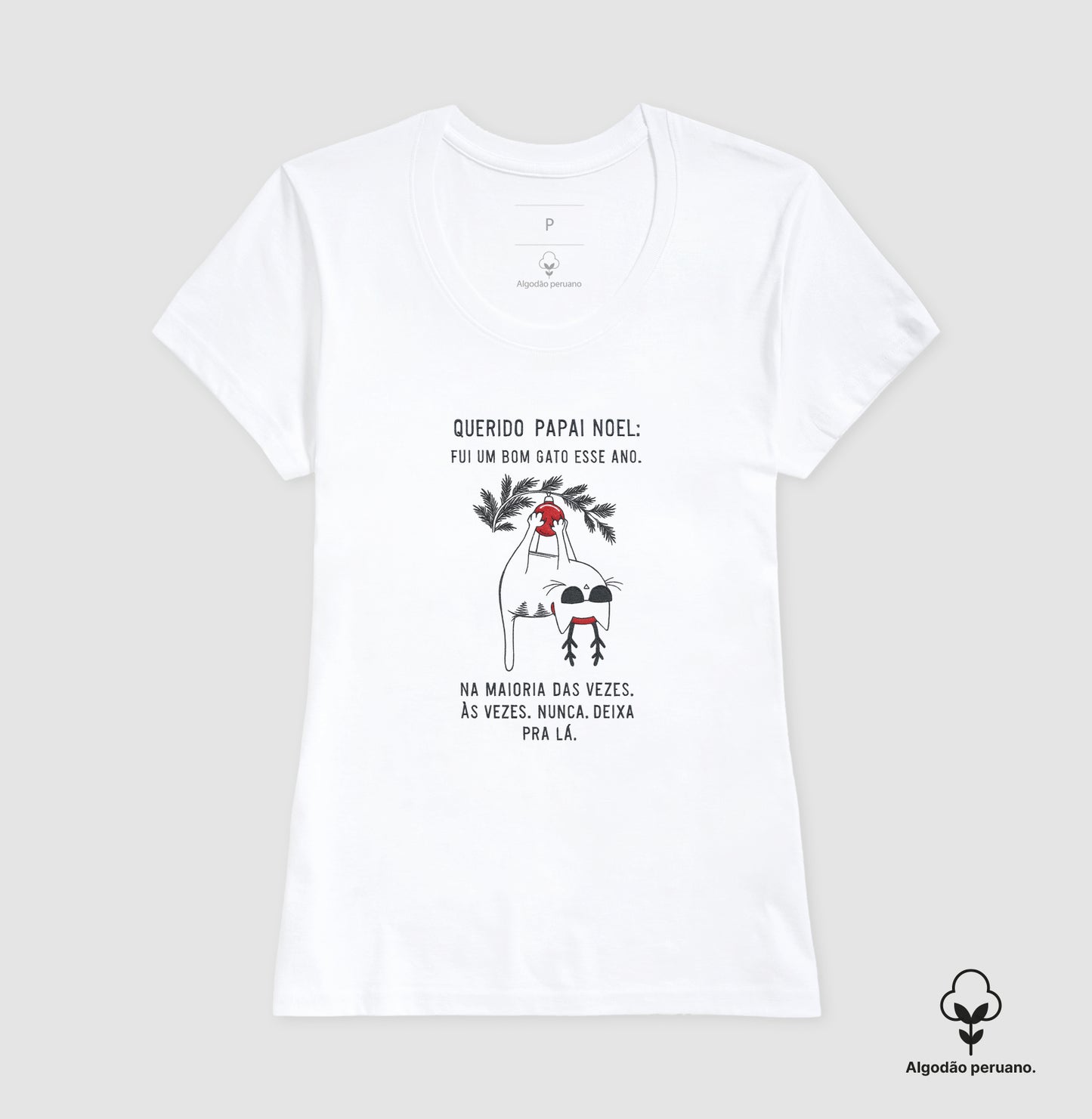 Camiseta Natal Gato Arteiro Querido Papai Noel