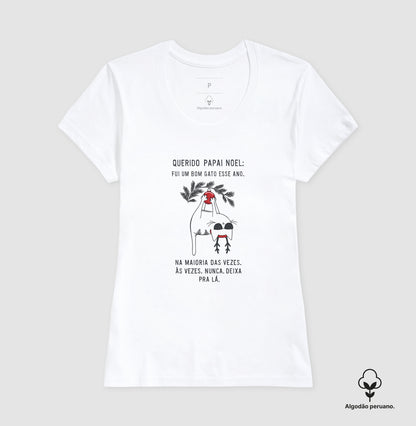 Camiseta Natal Gato Arteiro Querido Papai Noel