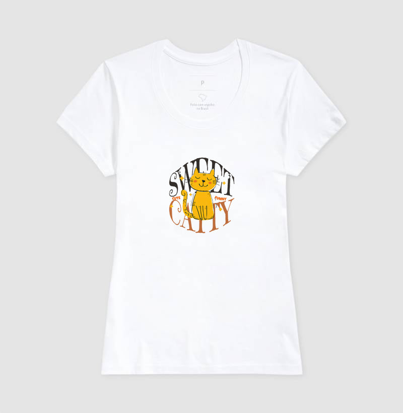 Camiseta Sweet Catty Gato Fofo 100% Algodão
