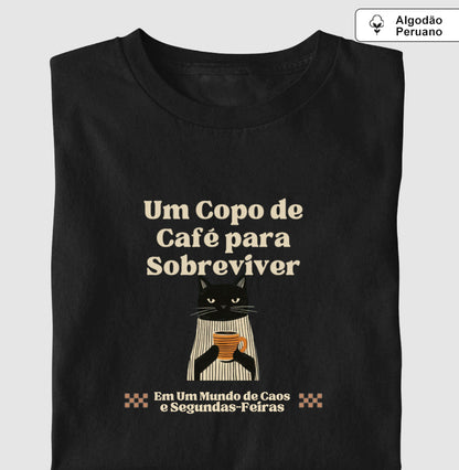 Camiseta Algodão Peruano Gato, Café e Segundas Feiras