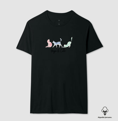Camiseta Yoga & Cats em Algodão Peruano