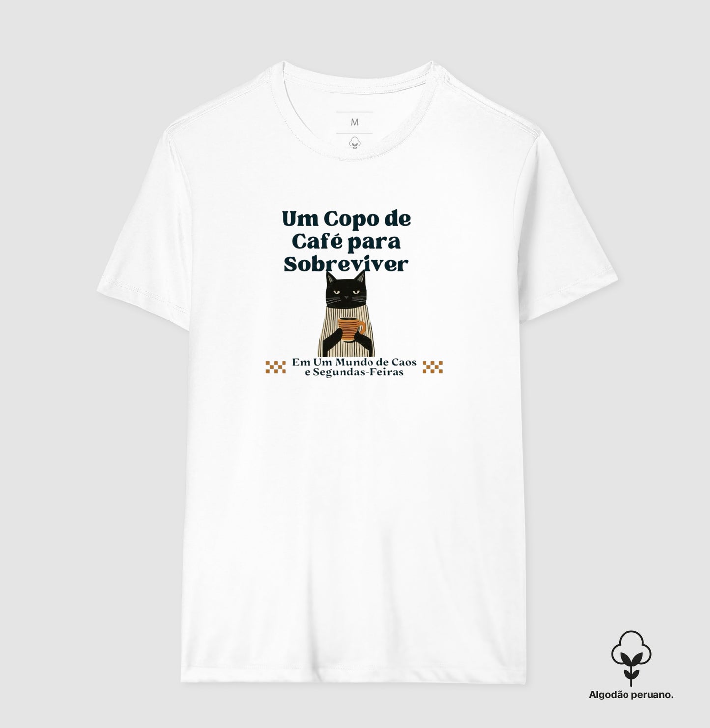 Camiseta Algodão Peruano Gatos, Café e Segundas-feiras
