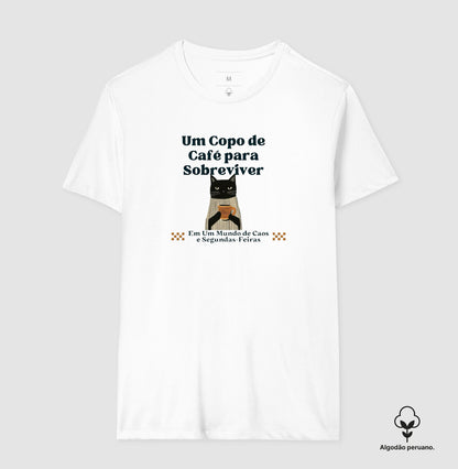 Camiseta Algodão Peruano Gatos, Café e Segundas-feiras