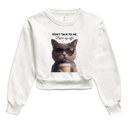 Moletom Cropped Gato e Café Don’t Talk To Me