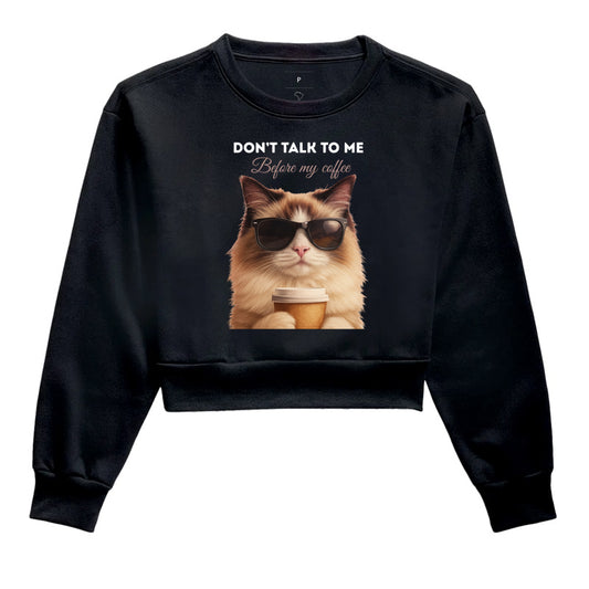 Moletom Cropped Gato Café Don’t Talk To Me Preto