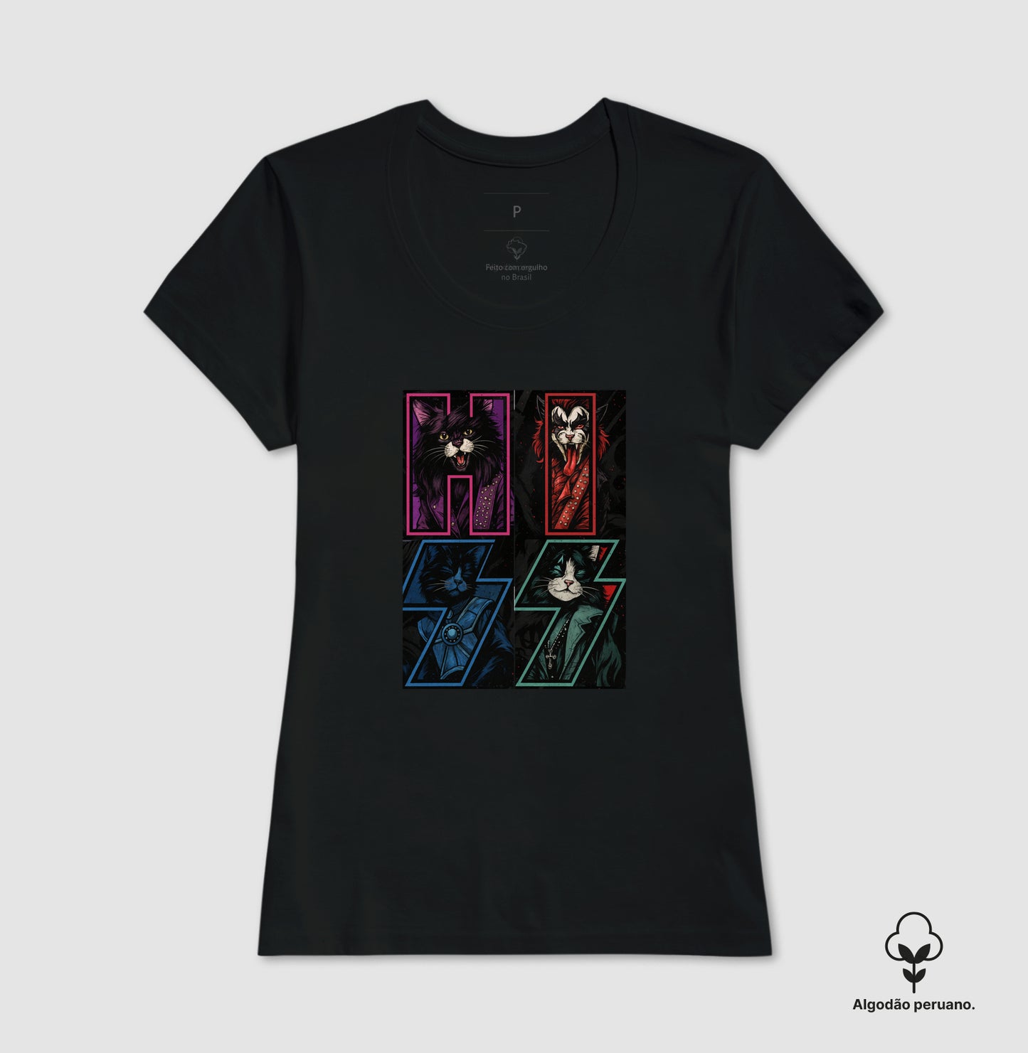 Camiseta HISS Rock & Roll Gatos – Algodão Peruano