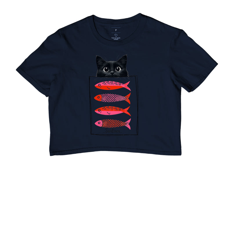 Cropped Feminino Gato & Sardinhas