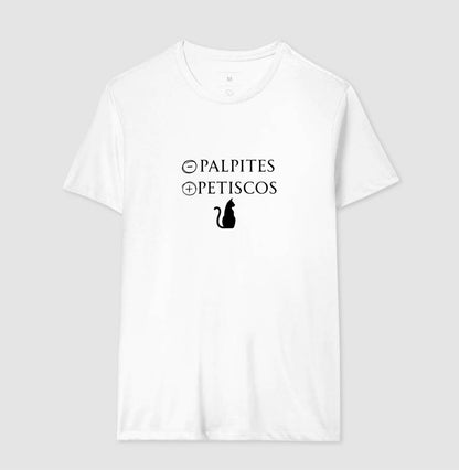 Camiseta Unissex Gato Menos Palpites Mais Petiscos